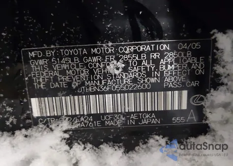 2005 Lexus Ls 430 z USA, uszkodzony, nr VIN JTHBN36F055022600